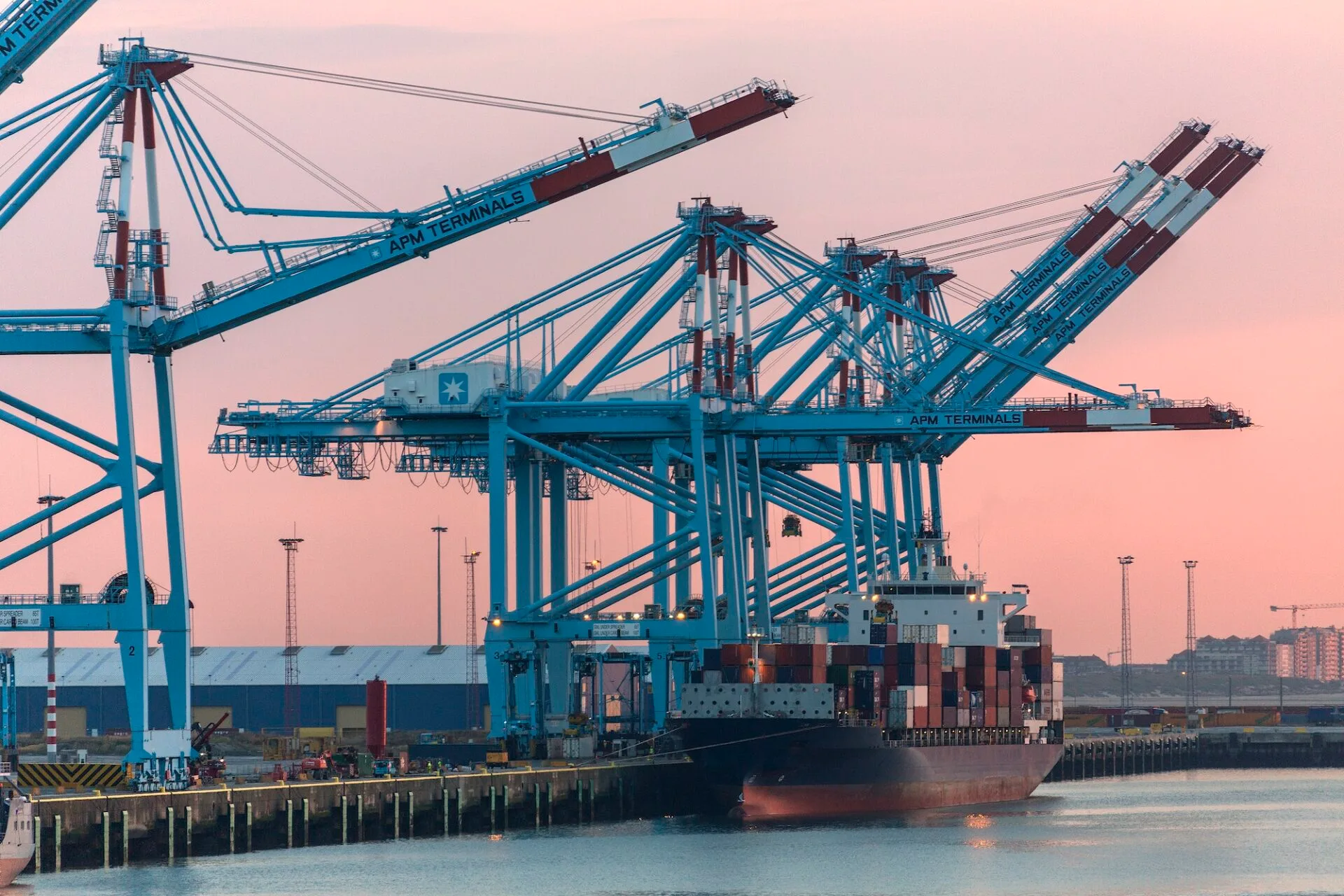 Sunset in the Port of Zeebrugge - Belgium