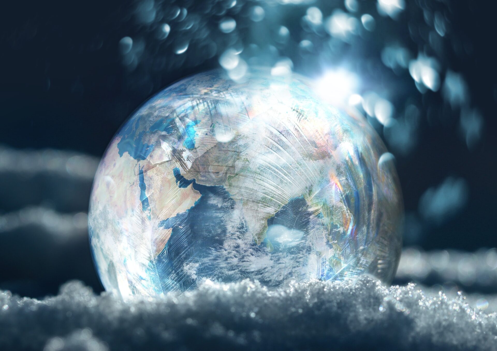 Frozen planet Earth climate change concept