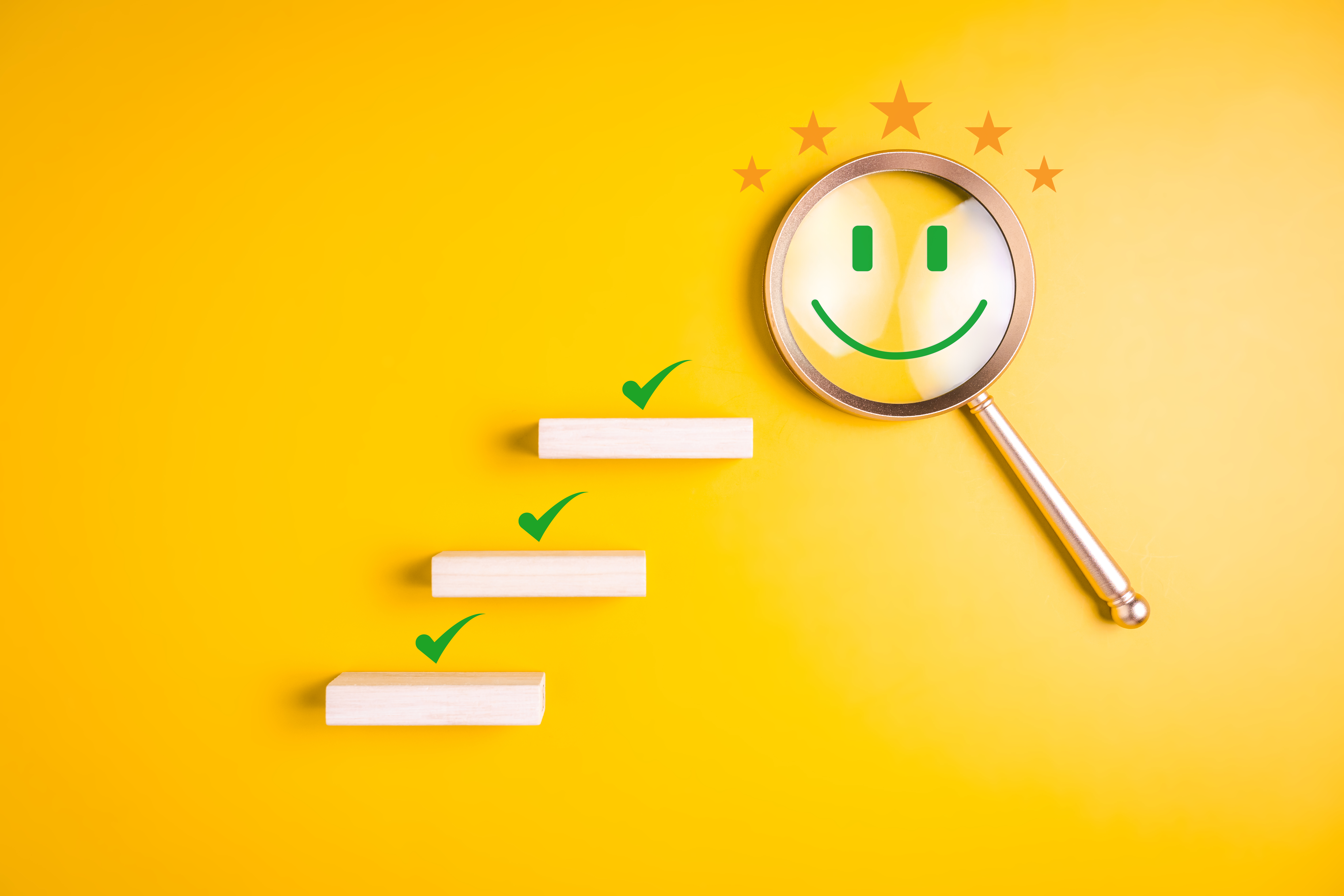 Smiling face and check mark icons for quality control and certificate guarantee